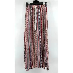 Women's Aztec Print Maxi Skirt Size XS (2) Side Slits Boho Western Cottagecore